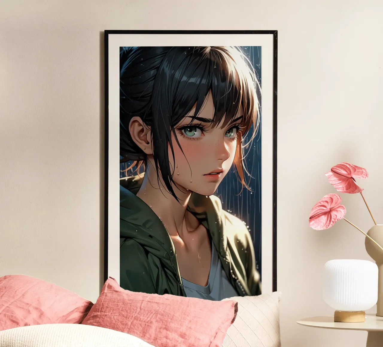 donna anime poster con telaio in legno da van hellen