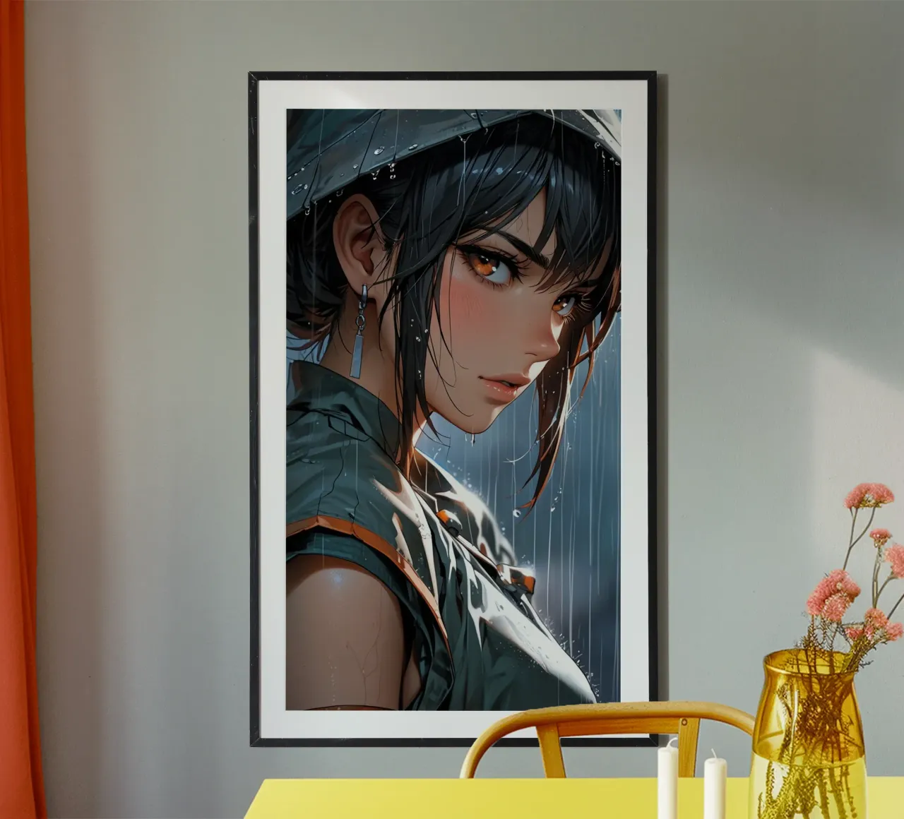 donna anime poster con telaio in legno da van hellen