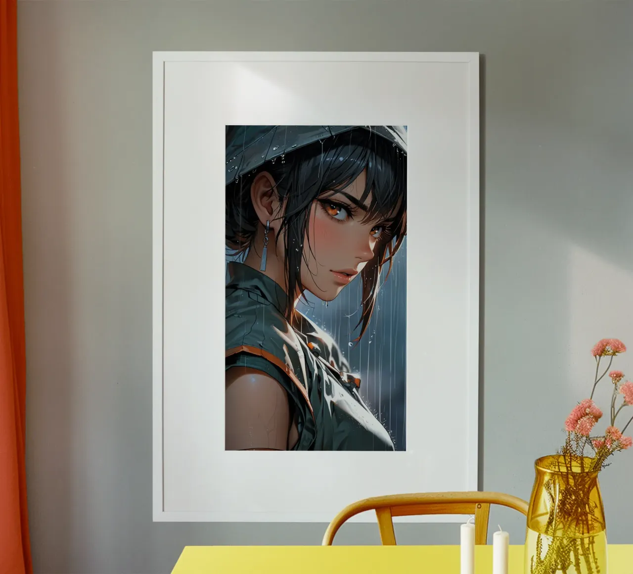 donna anime poster con telaio in legno da van hellen