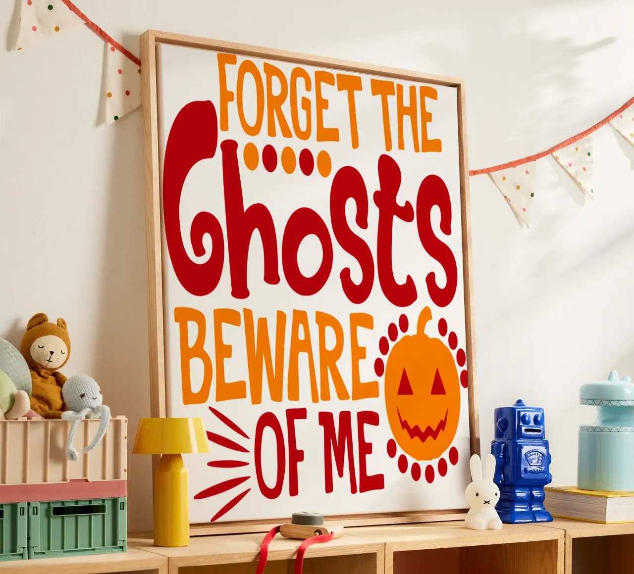 forget the ghost beware of me funny halloween canvas with Floater frame by ersanim