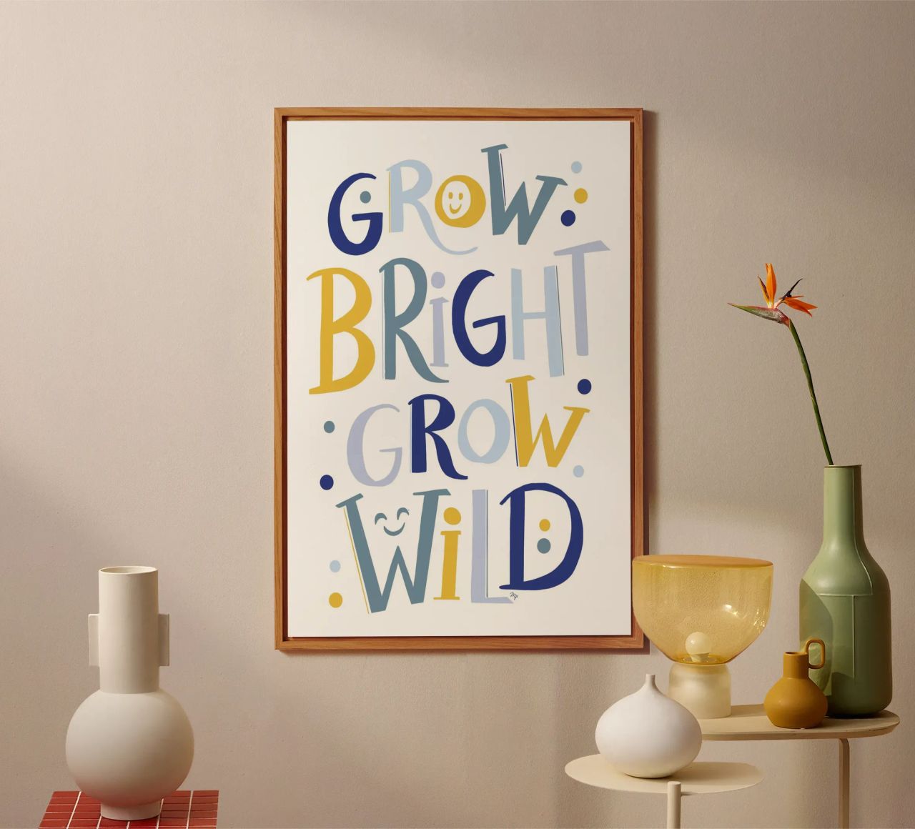 Citation en hand-lettering de Grow wild alu dibond de Martina