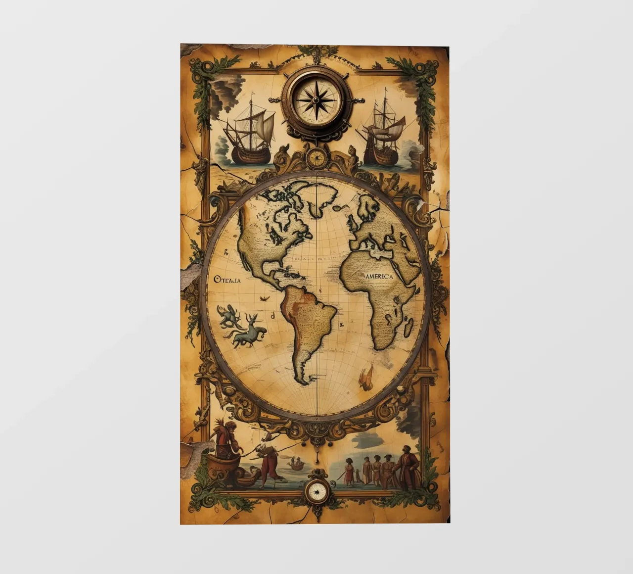 ancient map of america backlit film by van hellen