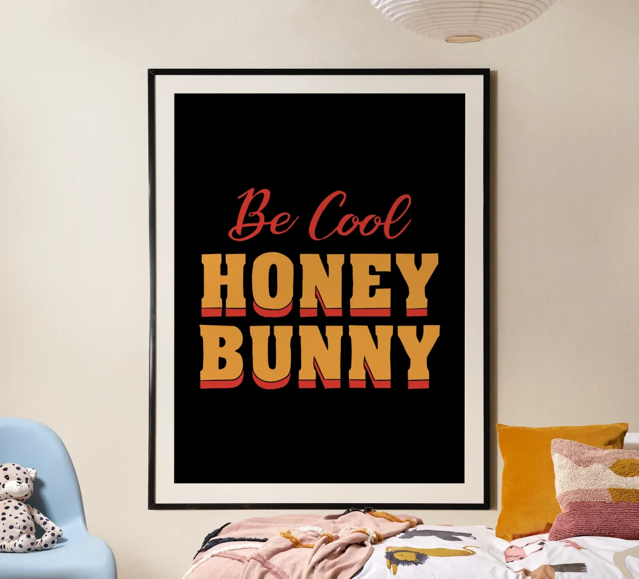 Bleib cool, Honighäschen Poster mit Aluminium Rahmen von lucasmeier