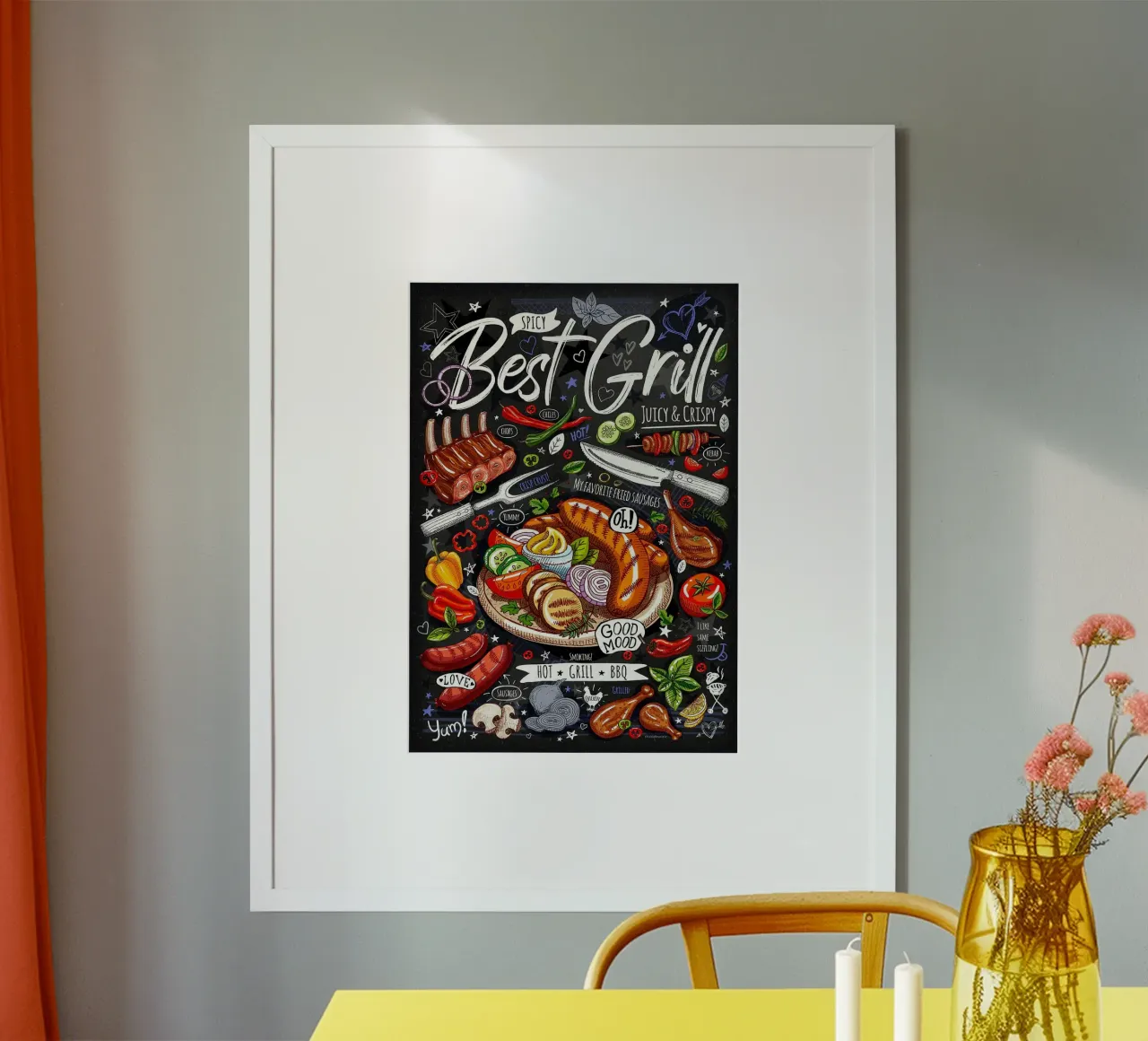 Cibo ristorante caffè gesso poster con telaio in alluminio da Patrick J Curtis