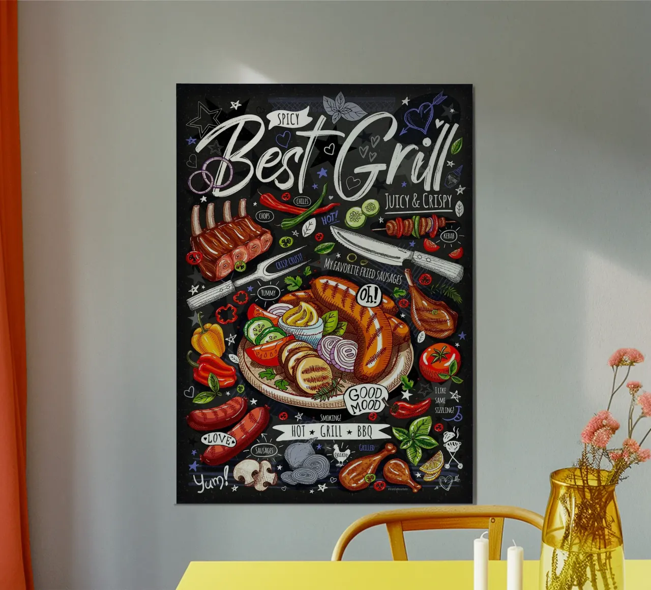 Cibo ristorante caffè gesso poster con telaio in alluminio da Patrick J Curtis