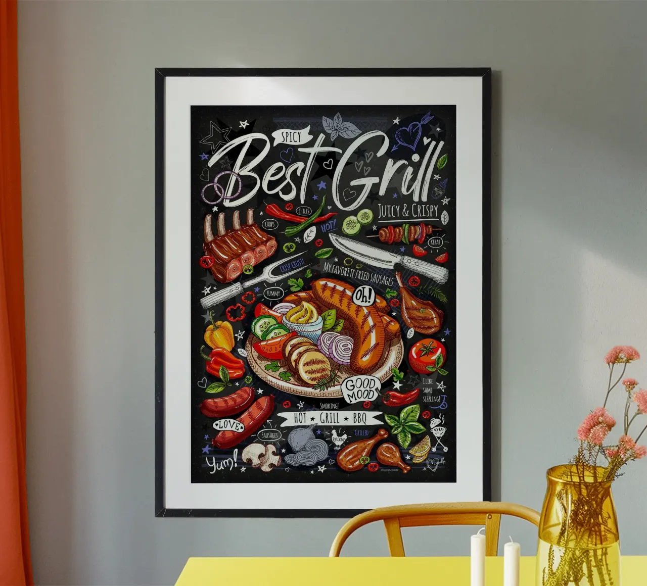 Cibo ristorante caffè gesso poster con telaio in alluminio da Patrick J Curtis