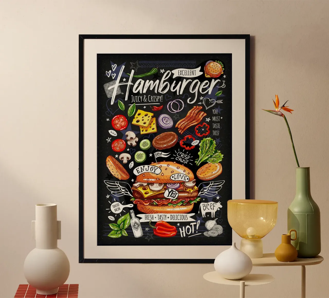 Cibo ristorante caffè gesso poster con telaio in alluminio da Patrick J Curtis
