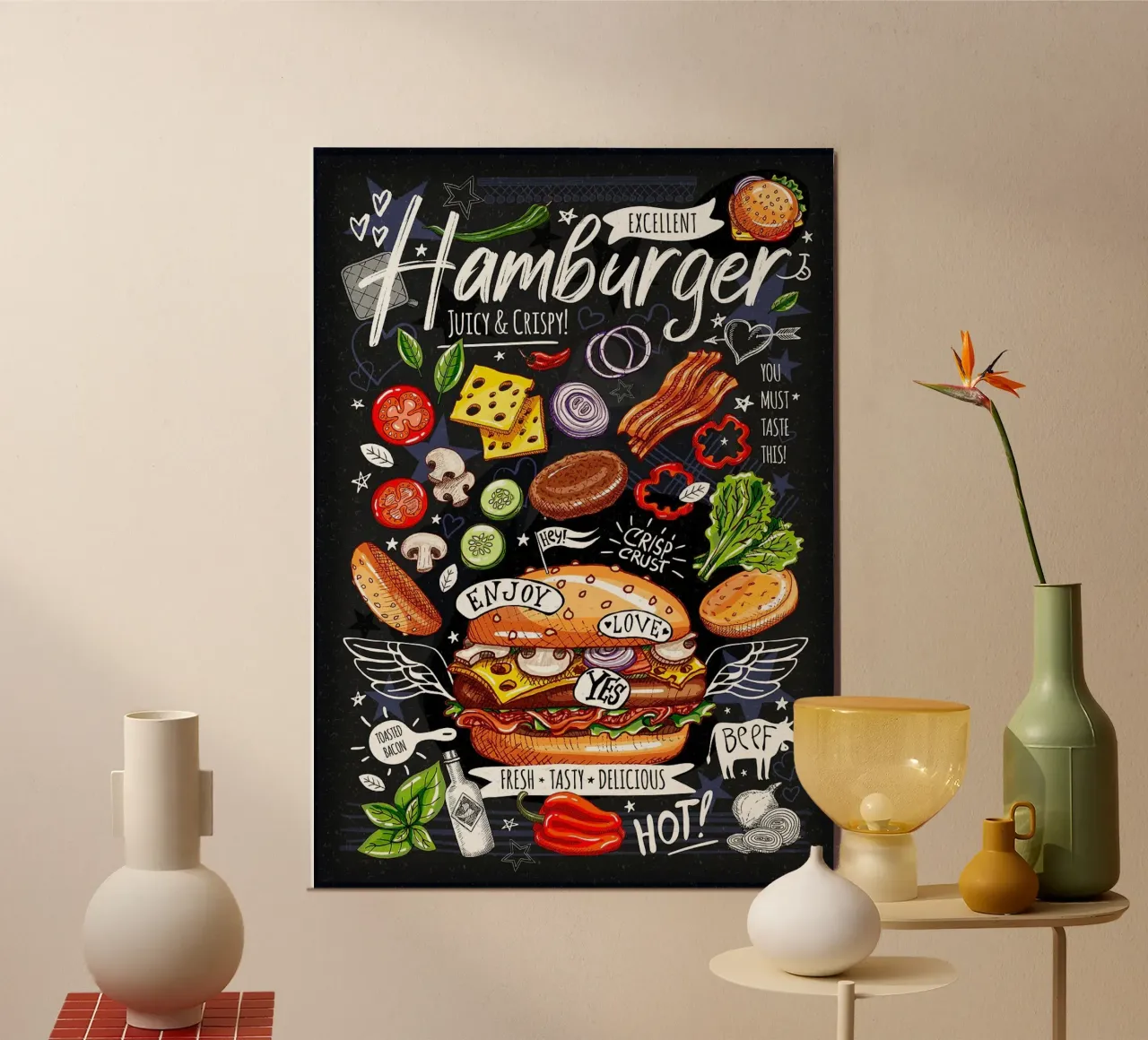 Cibo ristorante caffè gesso poster con telaio in alluminio da Patrick J Curtis