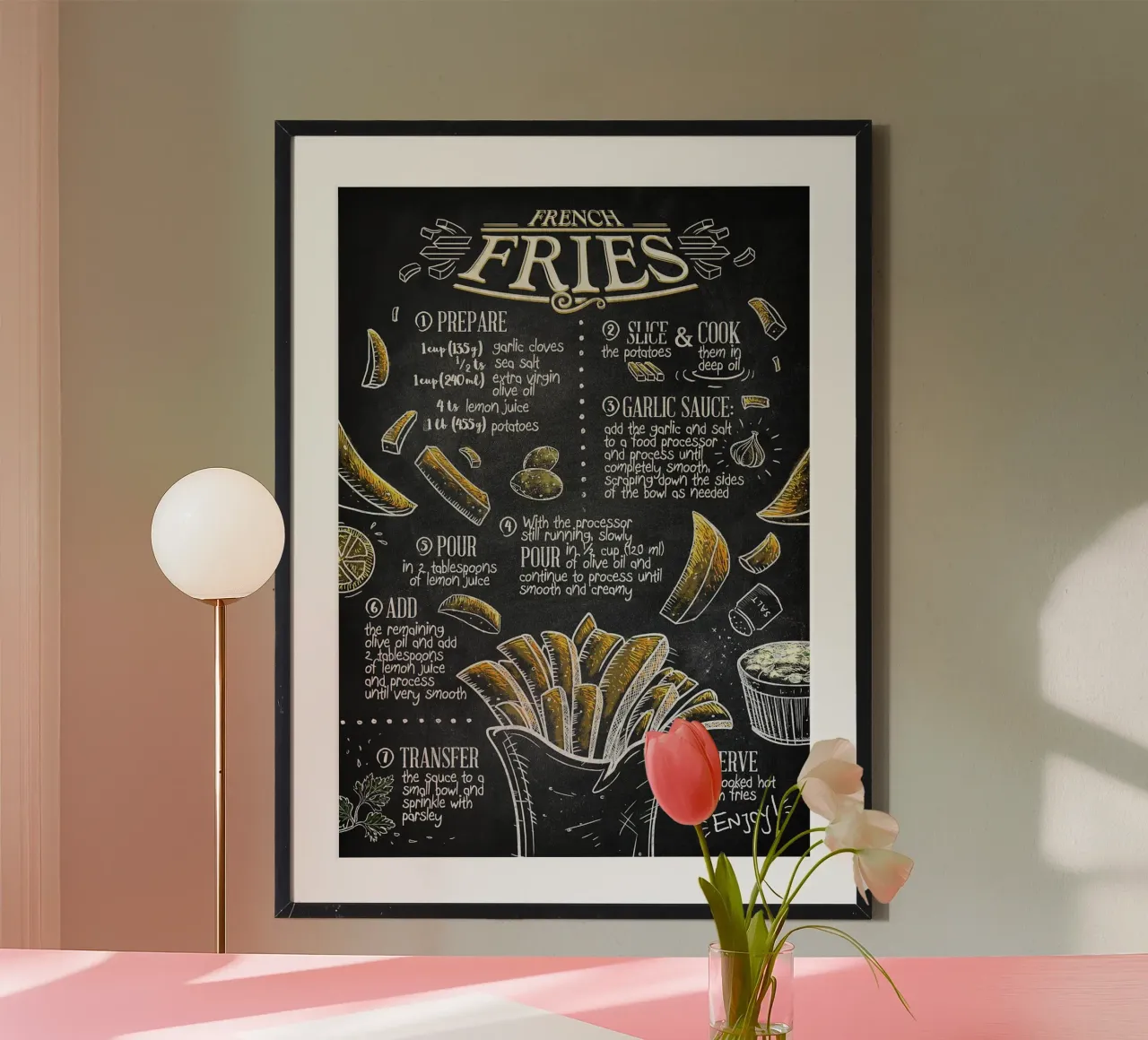 Patatine fritte poster con telaio in alluminio da Patrick J Curtis