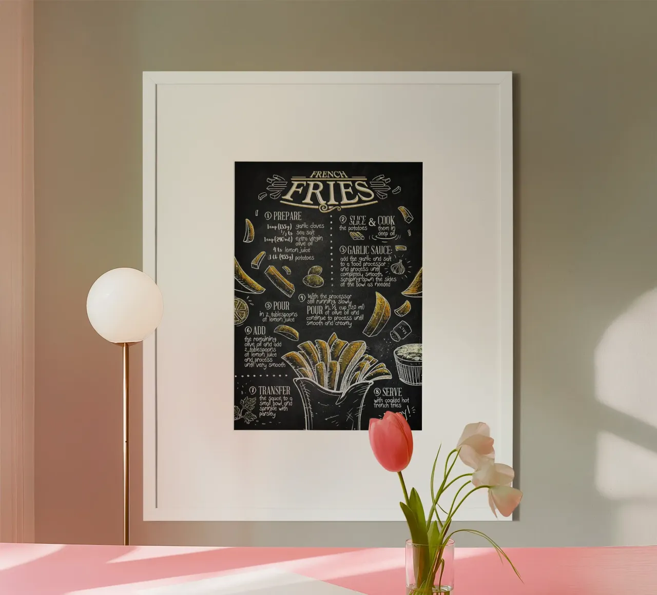 Patatine fritte poster con telaio in alluminio da Patrick J Curtis