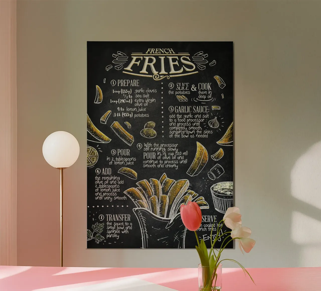 Patatine fritte poster con telaio in alluminio da Patrick J Curtis