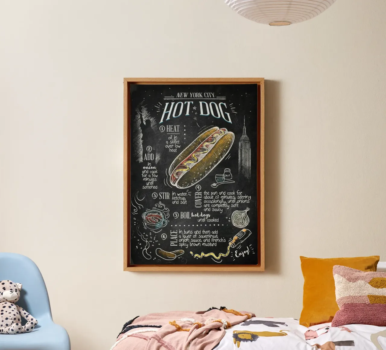 Hotdog canvas met Baklijst van Patrick J Curtis