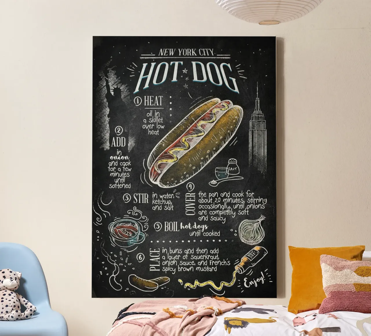 Hotdog canvas met Baklijst van Patrick J Curtis