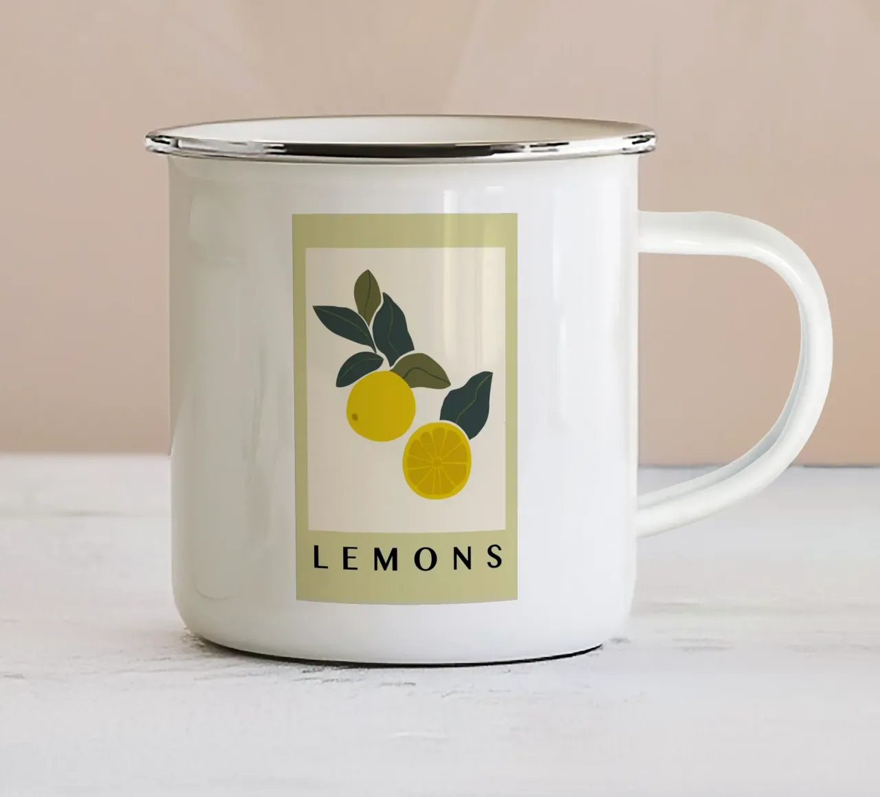 Illustrazione del ramo di limone tazza in smalto da Patrick J Curtis