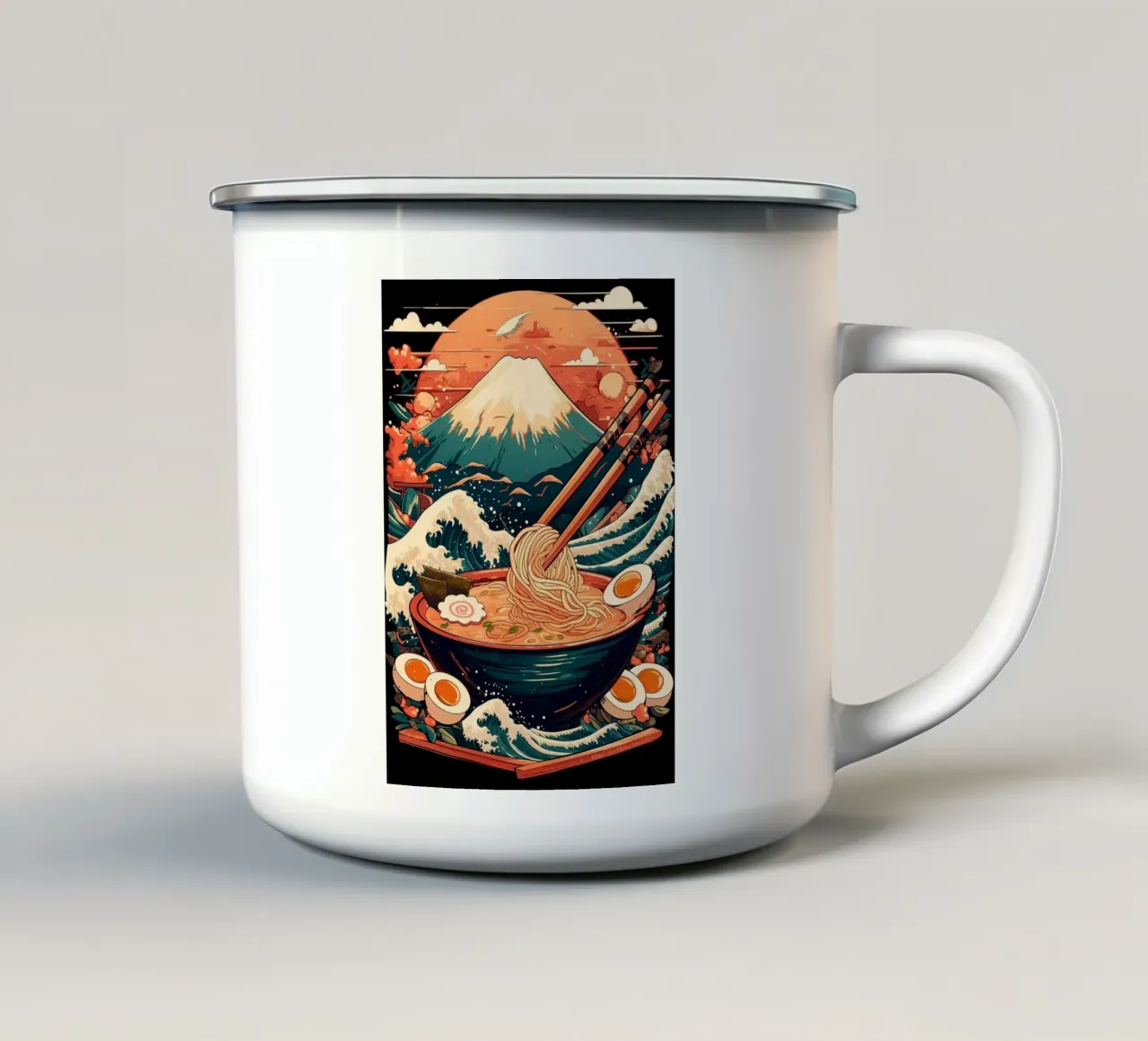 Ciotola di ramen del Monte Fuji tazza in smalto da Patrick J Curtis