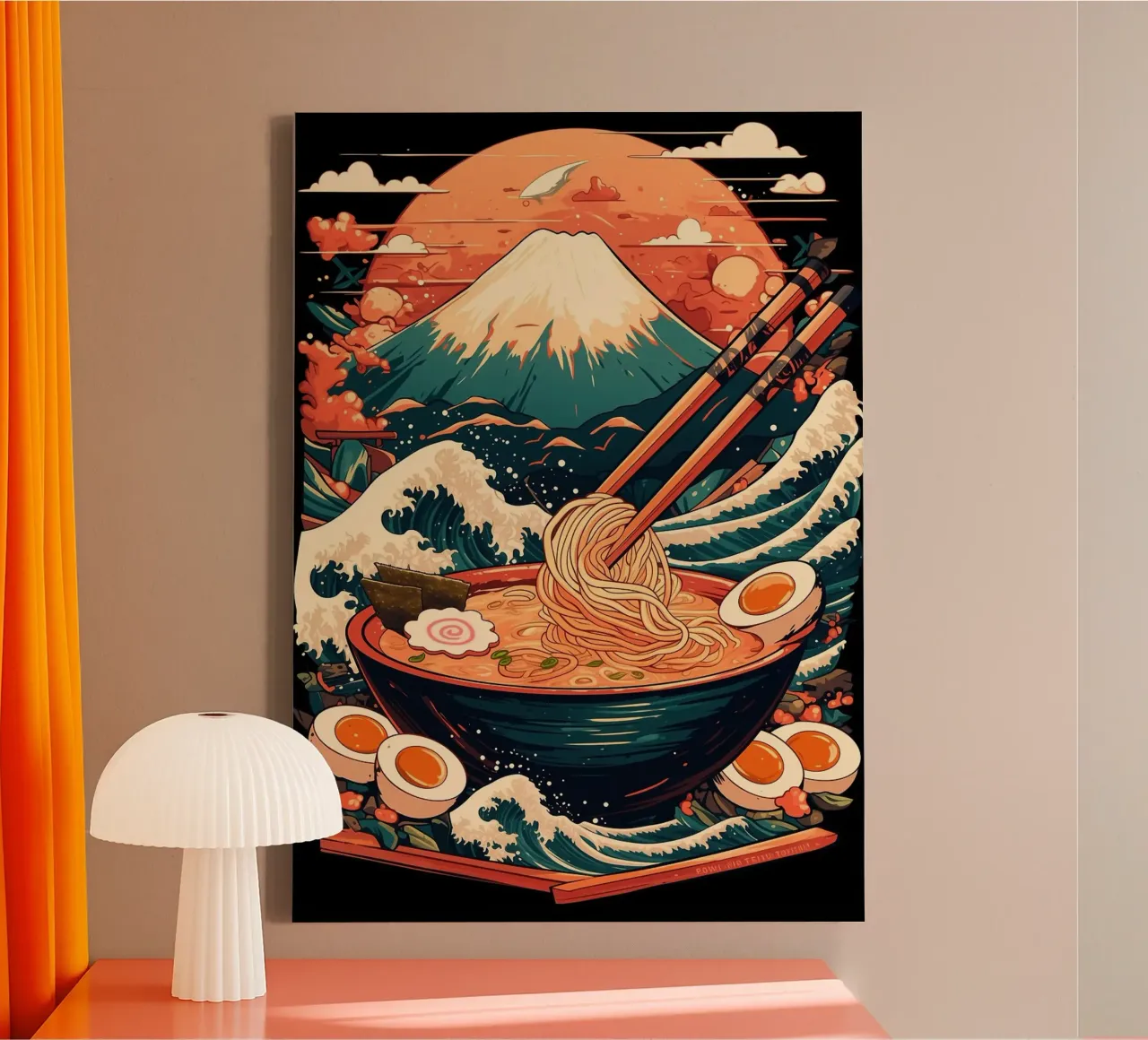 Ciotola di ramen del Monte Fuji tela con Cornice a cassetta da Patrick J Curtis