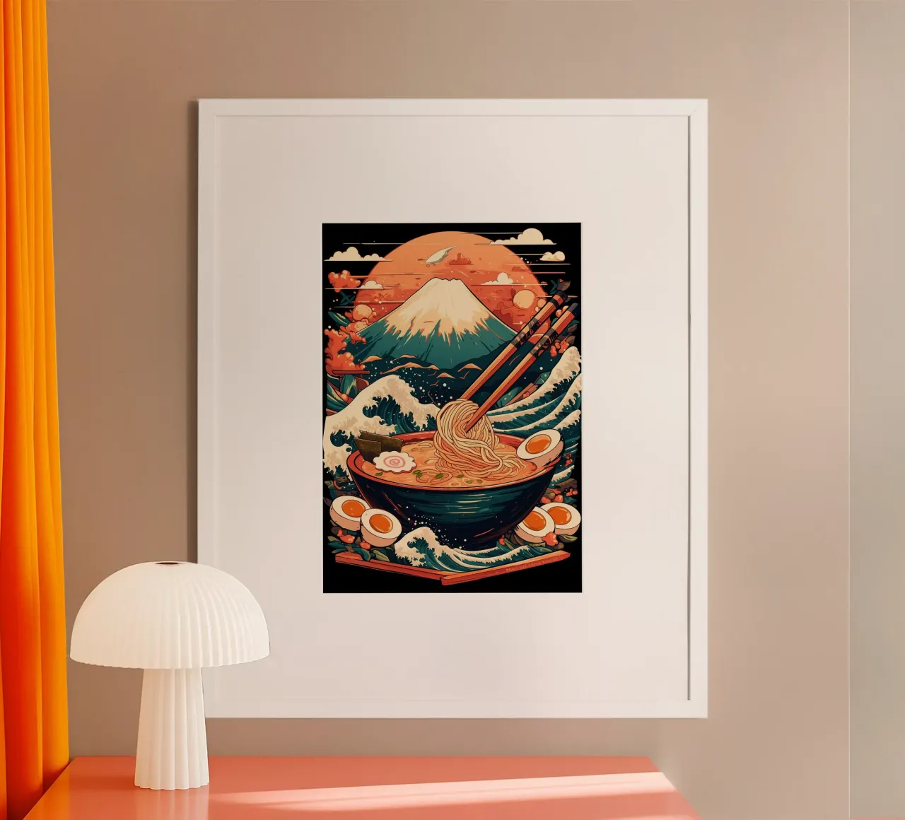 Ciotola di ramen del Monte Fuji poster da Patrick J Curtis