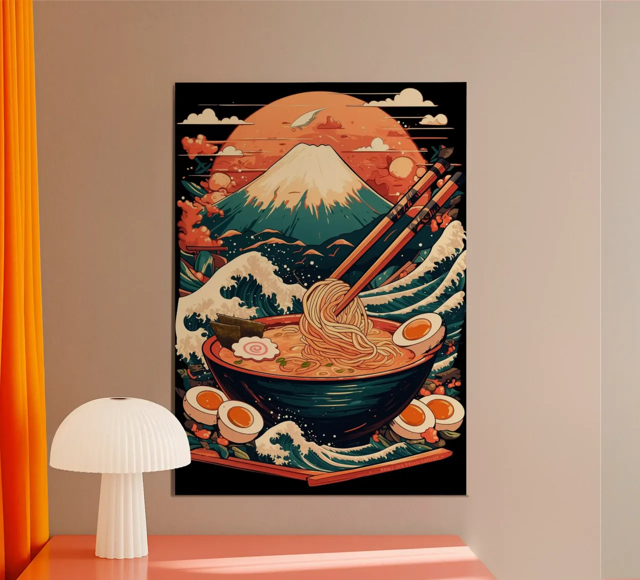 Ciotola di ramen del Monte Fuji poster da Patrick J Curtis