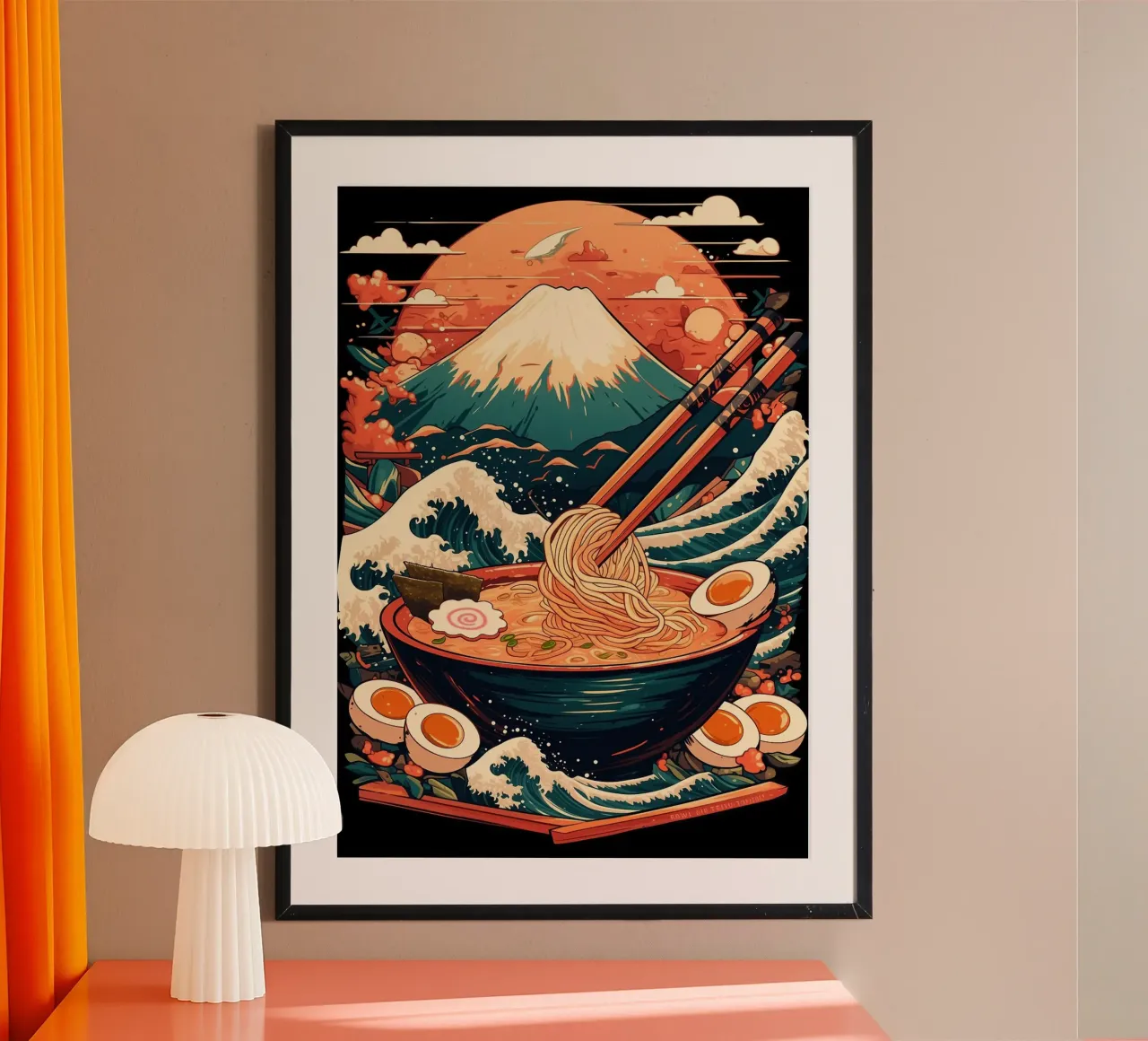 Ciotola di ramen del Monte Fuji poster da Patrick J Curtis