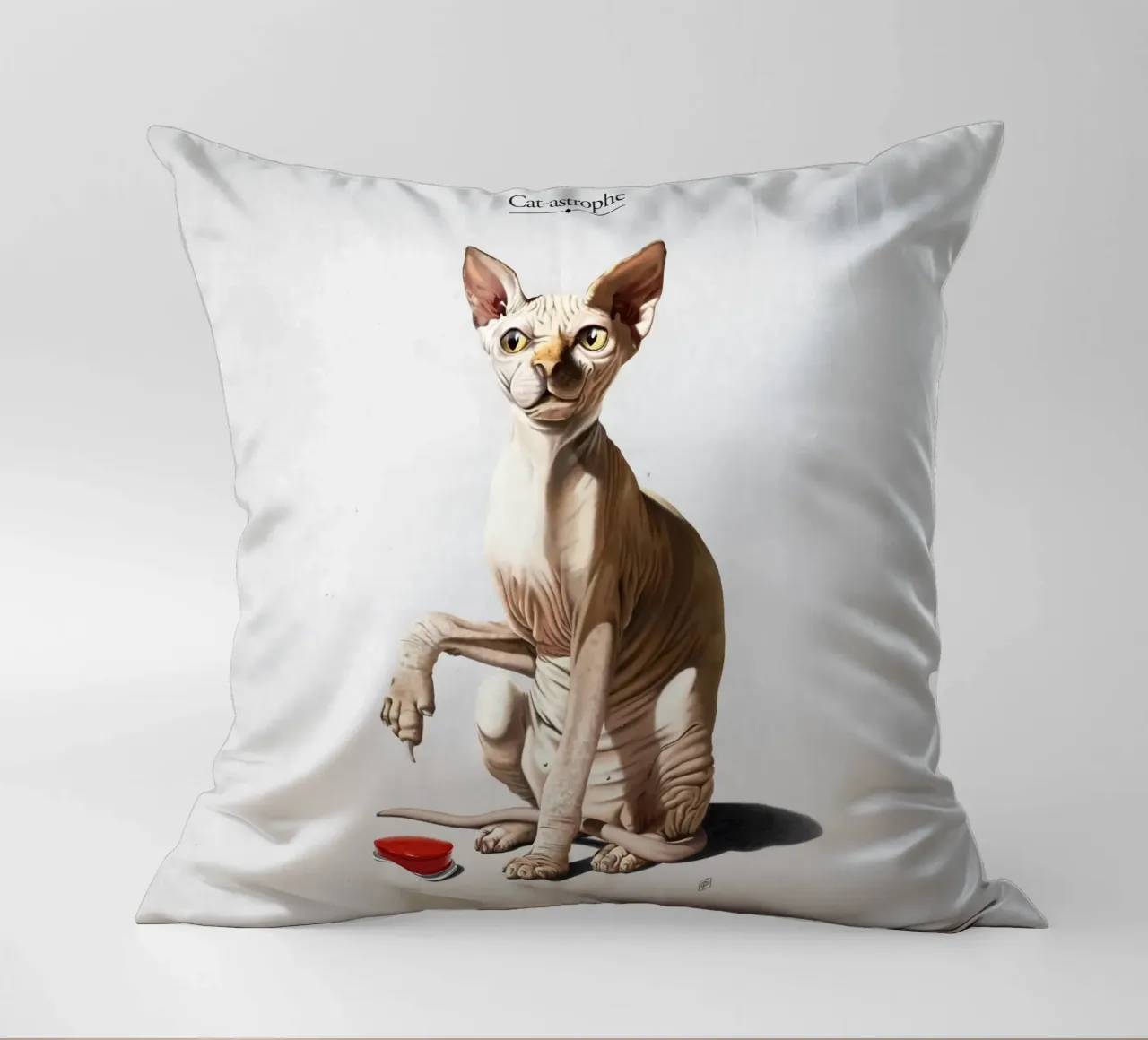 Cat-astrophe (Titled) cuscino da Rob Art | Illustration