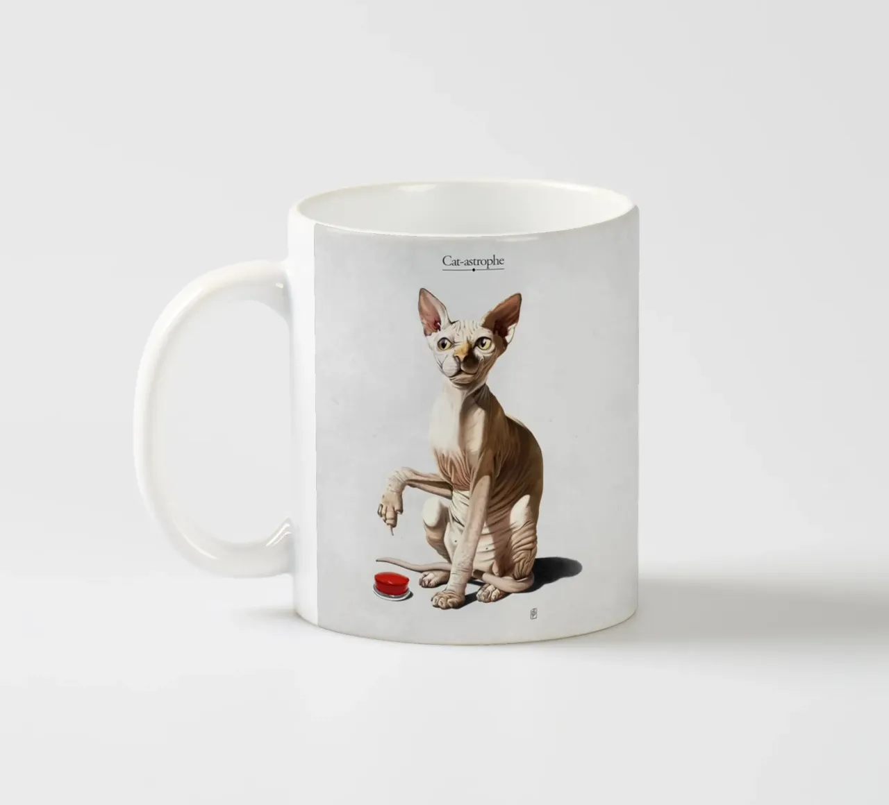 Cat-astrophe (Titled) tazza in ceramica da Rob Art | Illustration