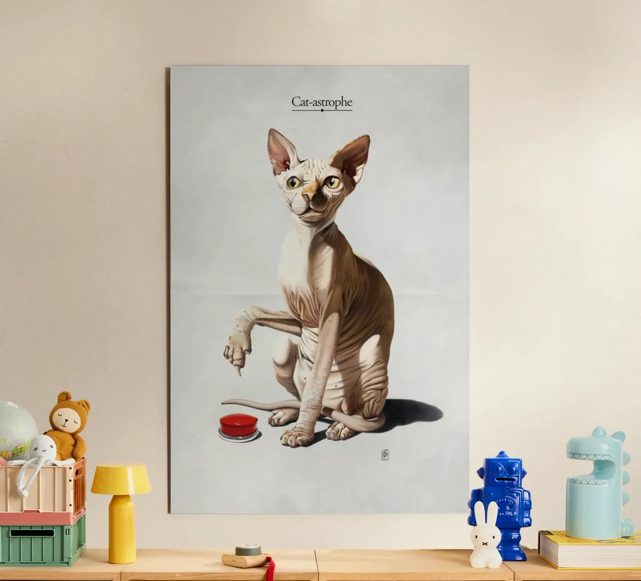 Cat-astrophe (Titled) alluminio dibond da Rob Art | Illustration