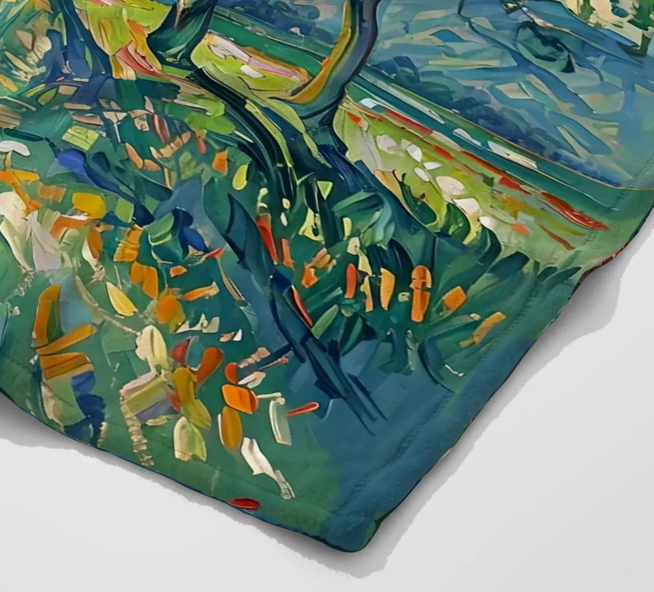 Paesaggio impressionistico con alberi e sole coperta in pile da Point and Art