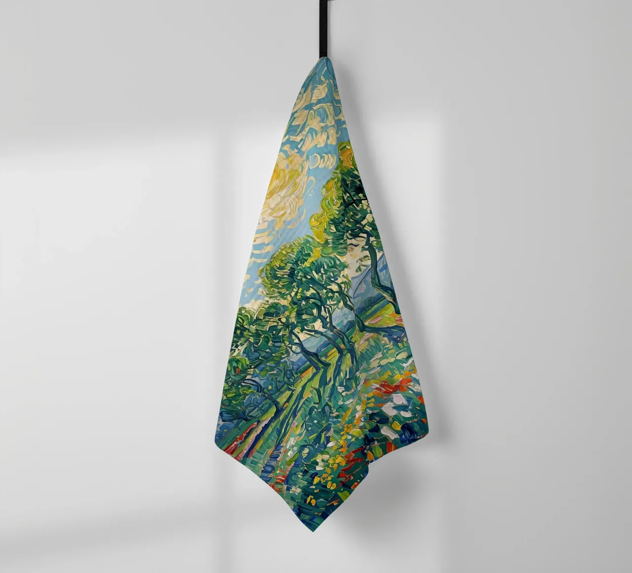 Paesaggio impressionistico con alberi e sole canovaccio da cucina da Point and Art