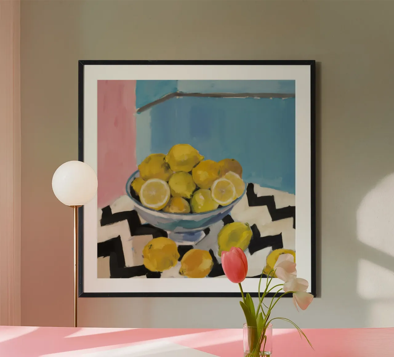Leuchtendes Zitronenschälchen Poster mit Kunststoffrahmen von Dawn Light