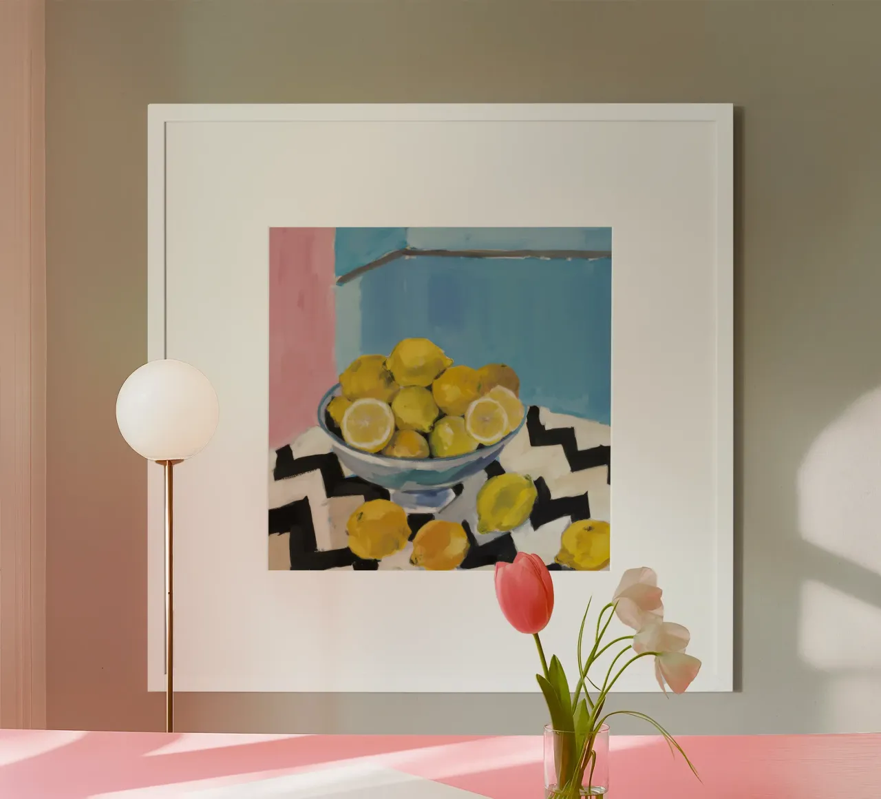 Leuchtendes Zitronenschälchen Poster mit Kunststoffrahmen von Dawn Light