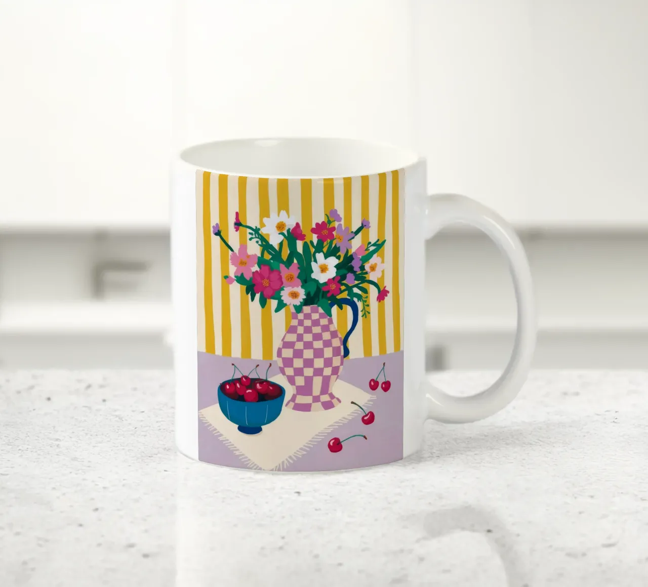 Ciliegia a strisce tazza in ceramica da Dawn Light