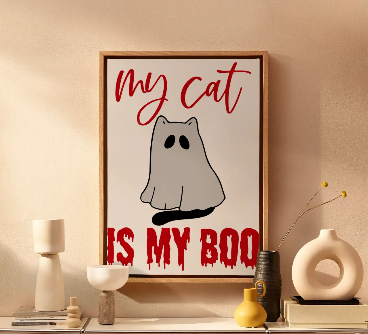 my cat is my boo funny halloween canvas with Floater frame by ersanim