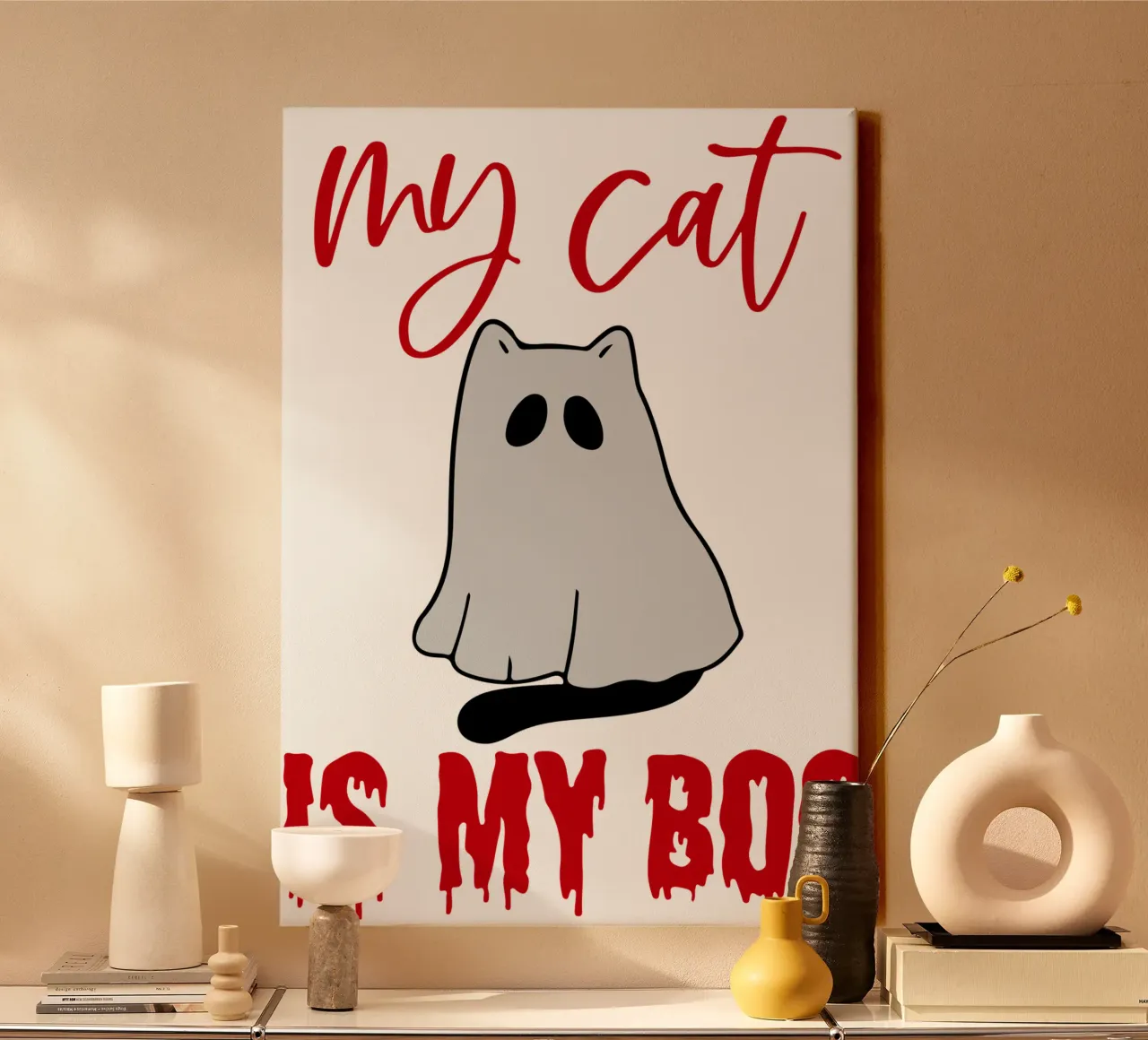 my cat is my boo funny halloween canvas with Floater frame by ersanim