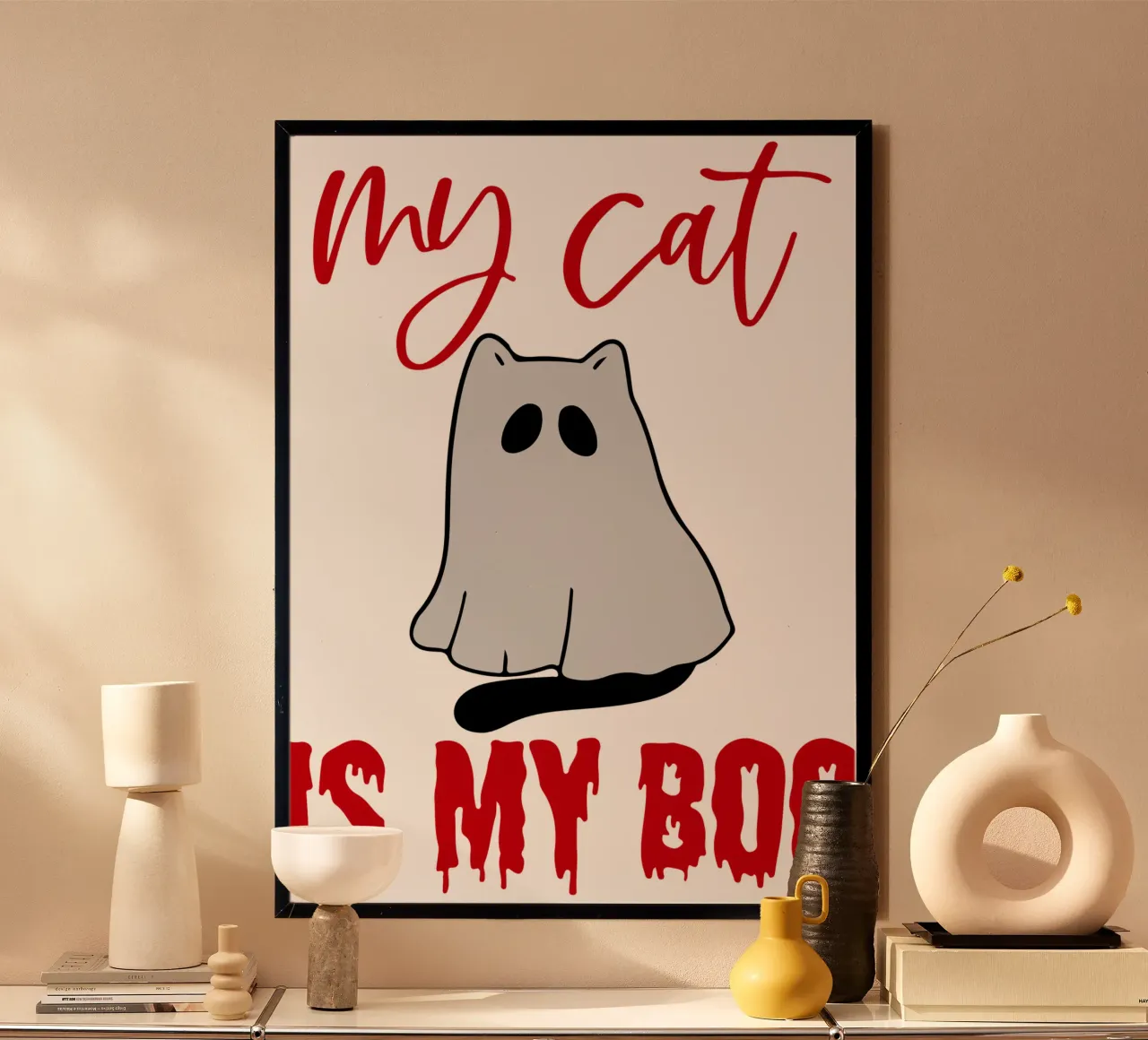 meine katze ist mein boo lustig halloween Hahnemühle von ersanim