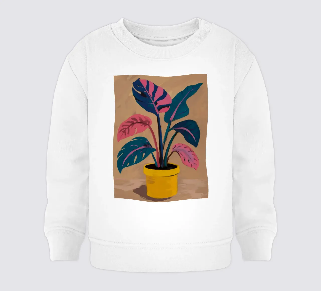 Pianta in vaso rosa felpa neonato da Pan Denim