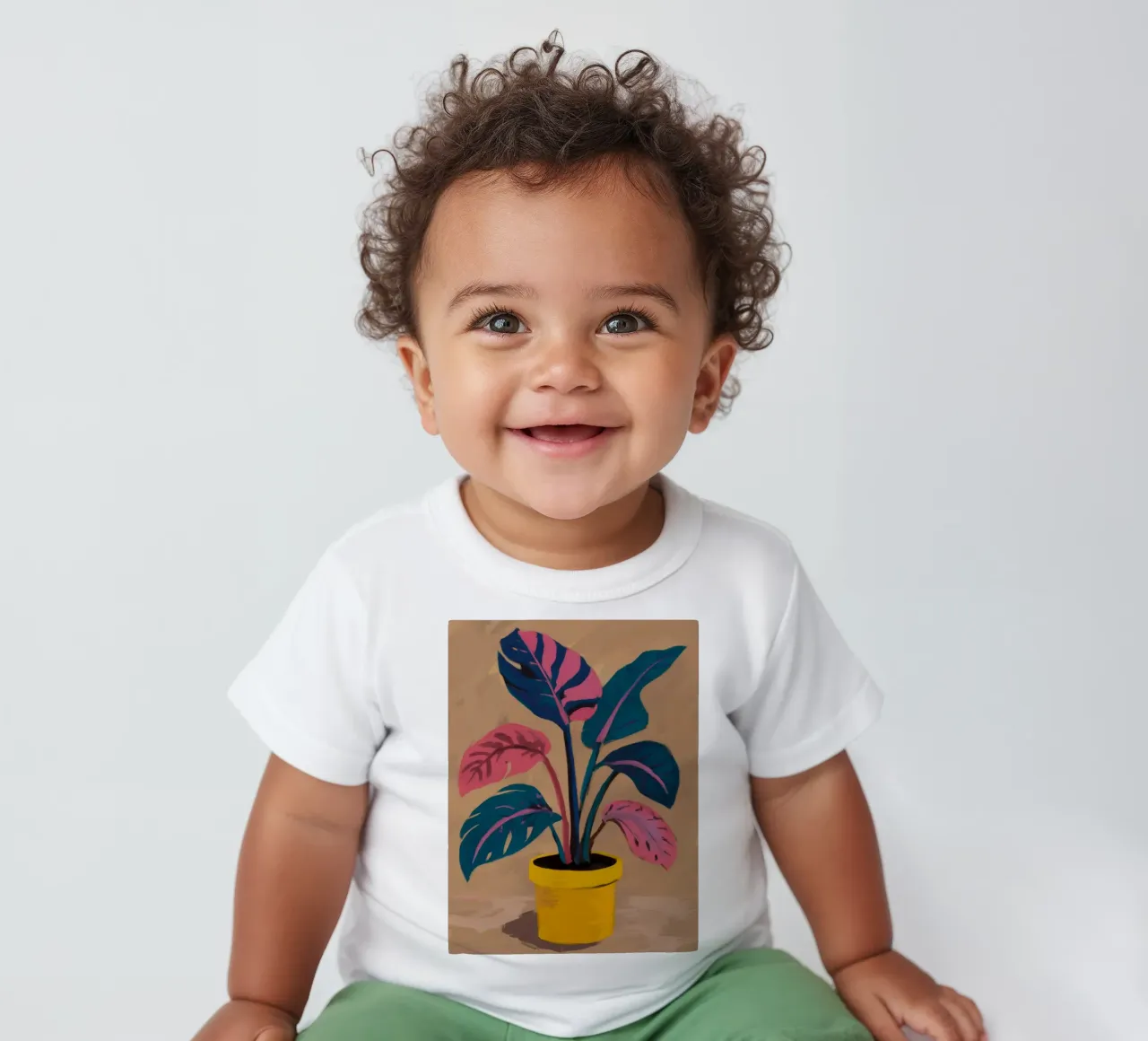 Pianta in vaso rosa maglietta neonato da Pan Denim