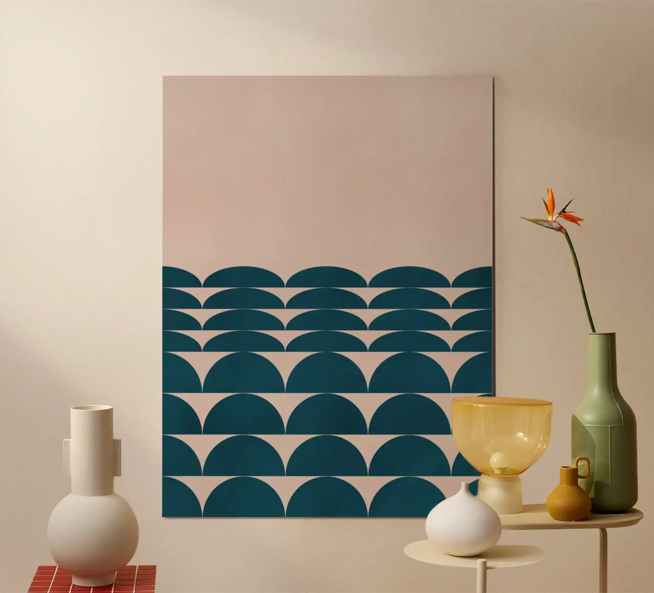 Paesaggio marino geometrico poster con telaio in plastica da Little Dean