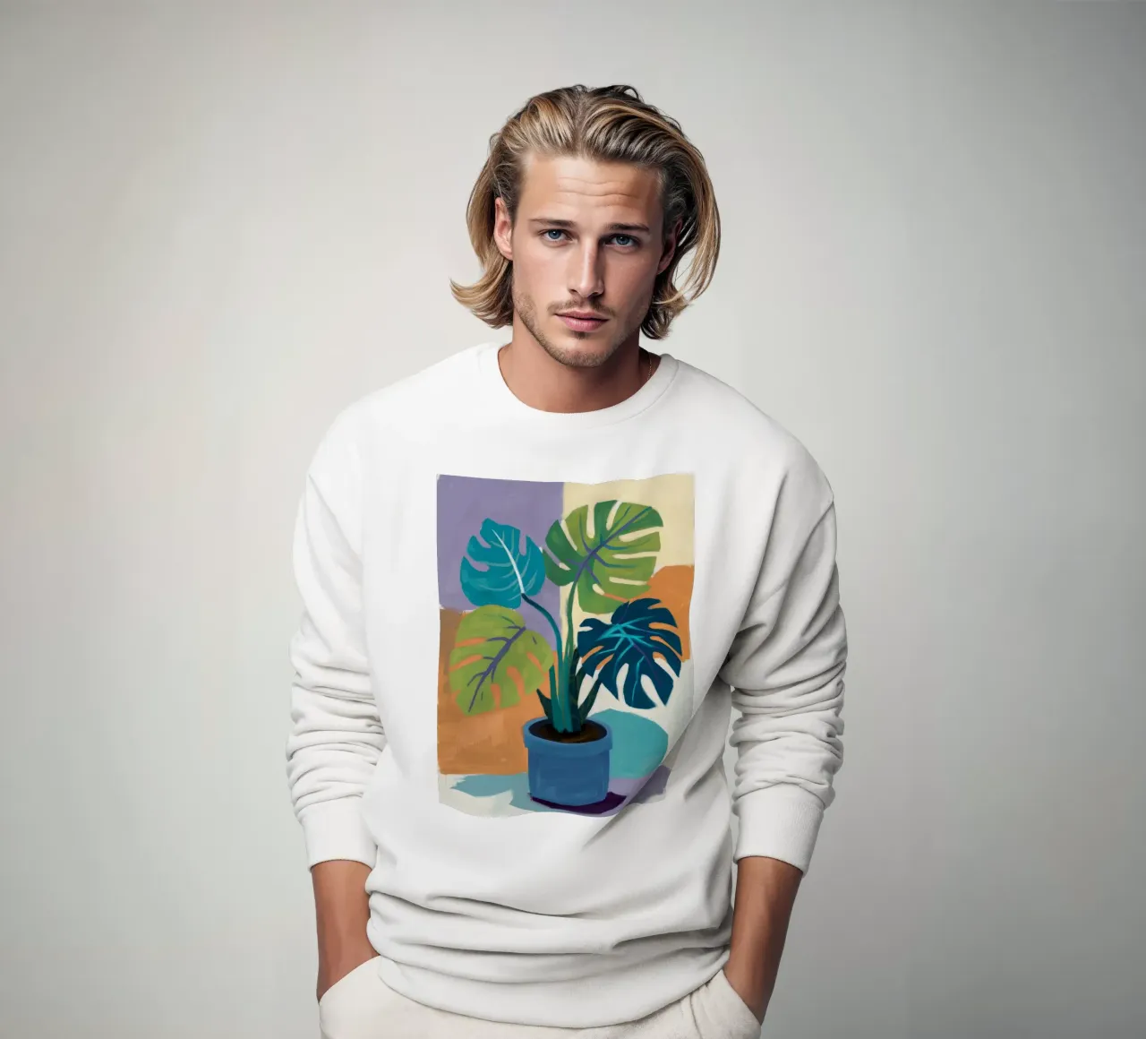 Monstera Color Block felpa da Pan Denim