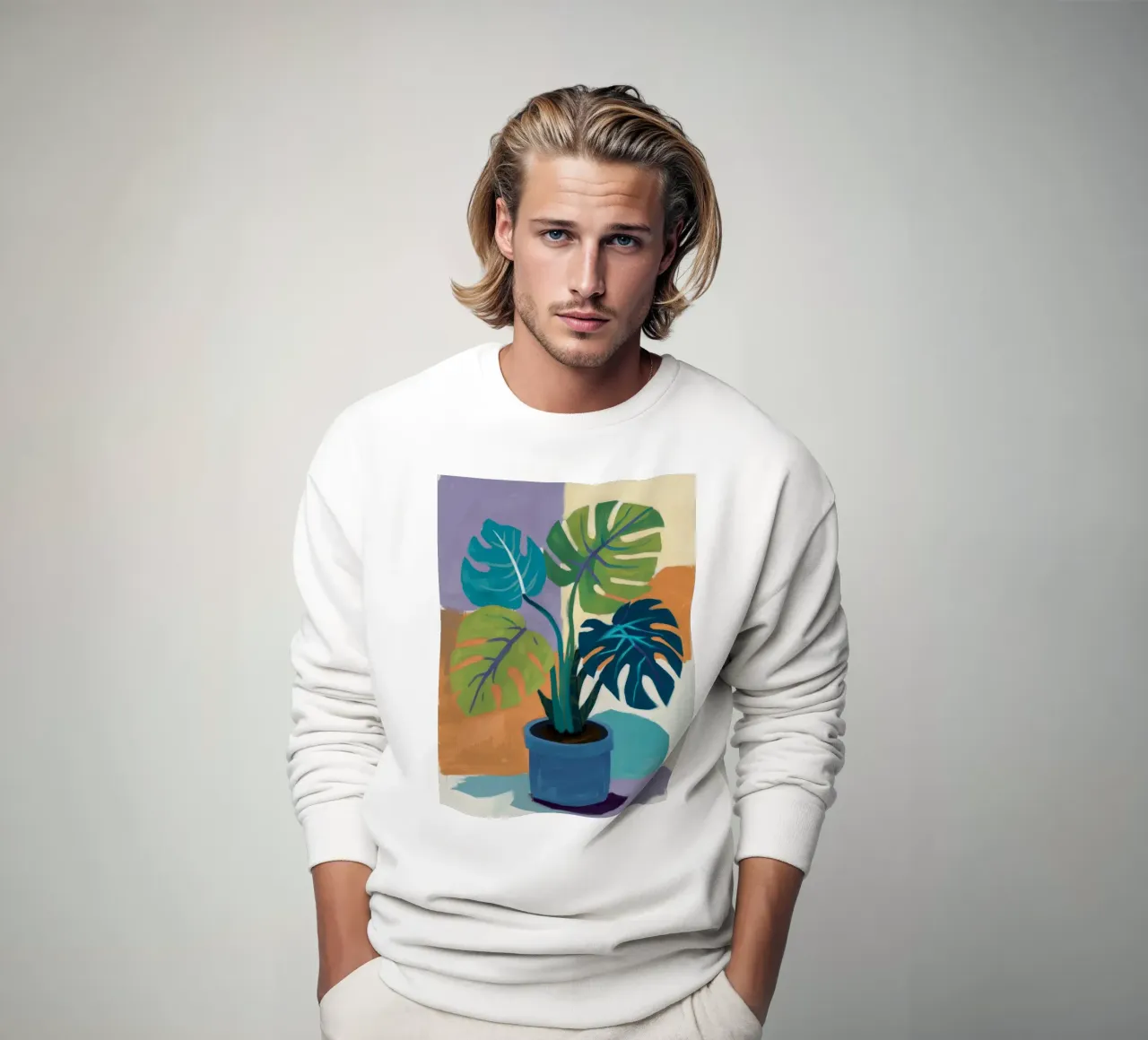 Monstera Color Block felpa da Pan Denim