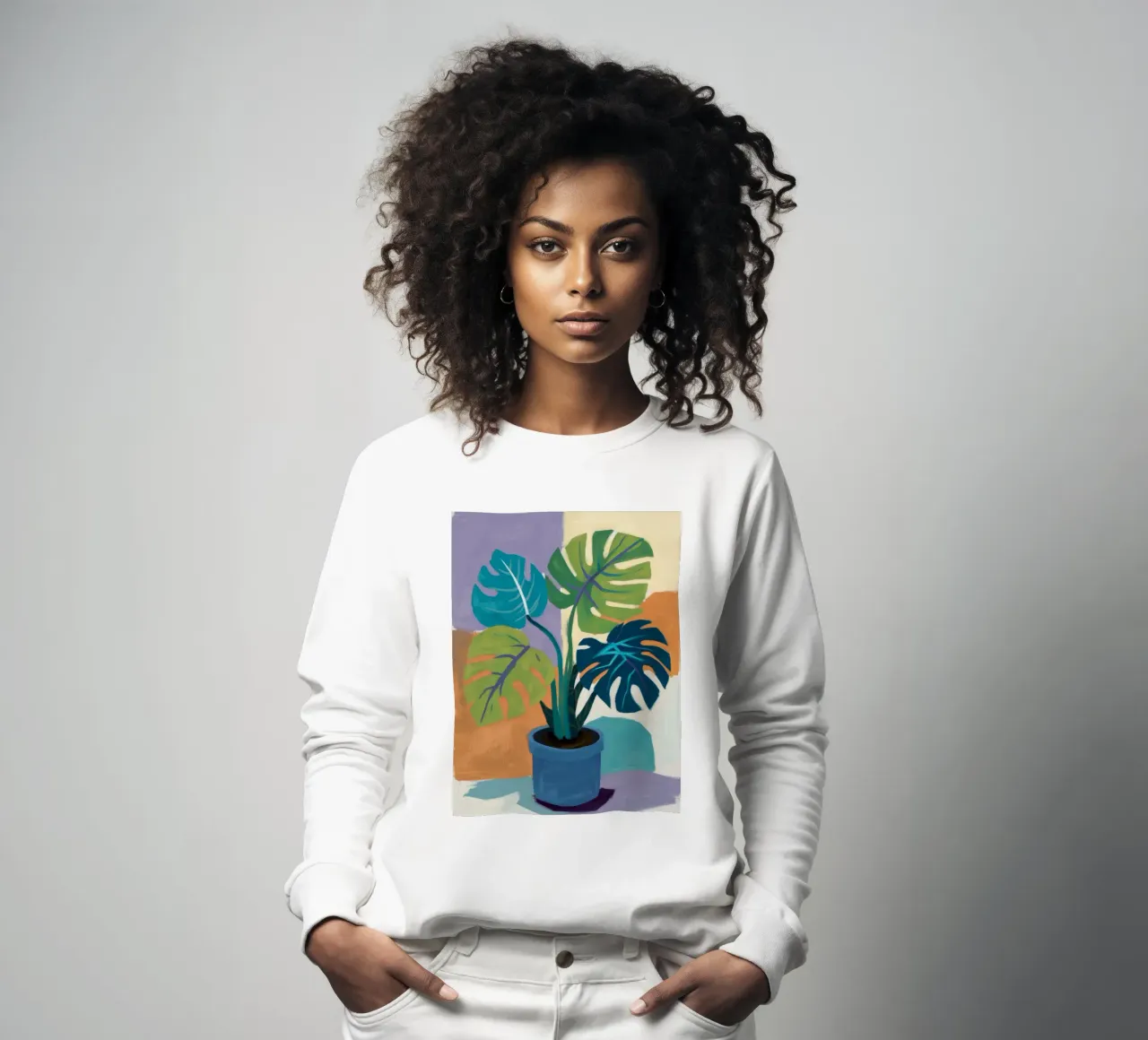Monstera Color Block felpa da Pan Denim