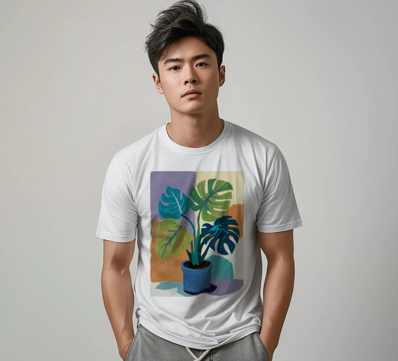 Monstera Color Block t-shirt da Pan Denim