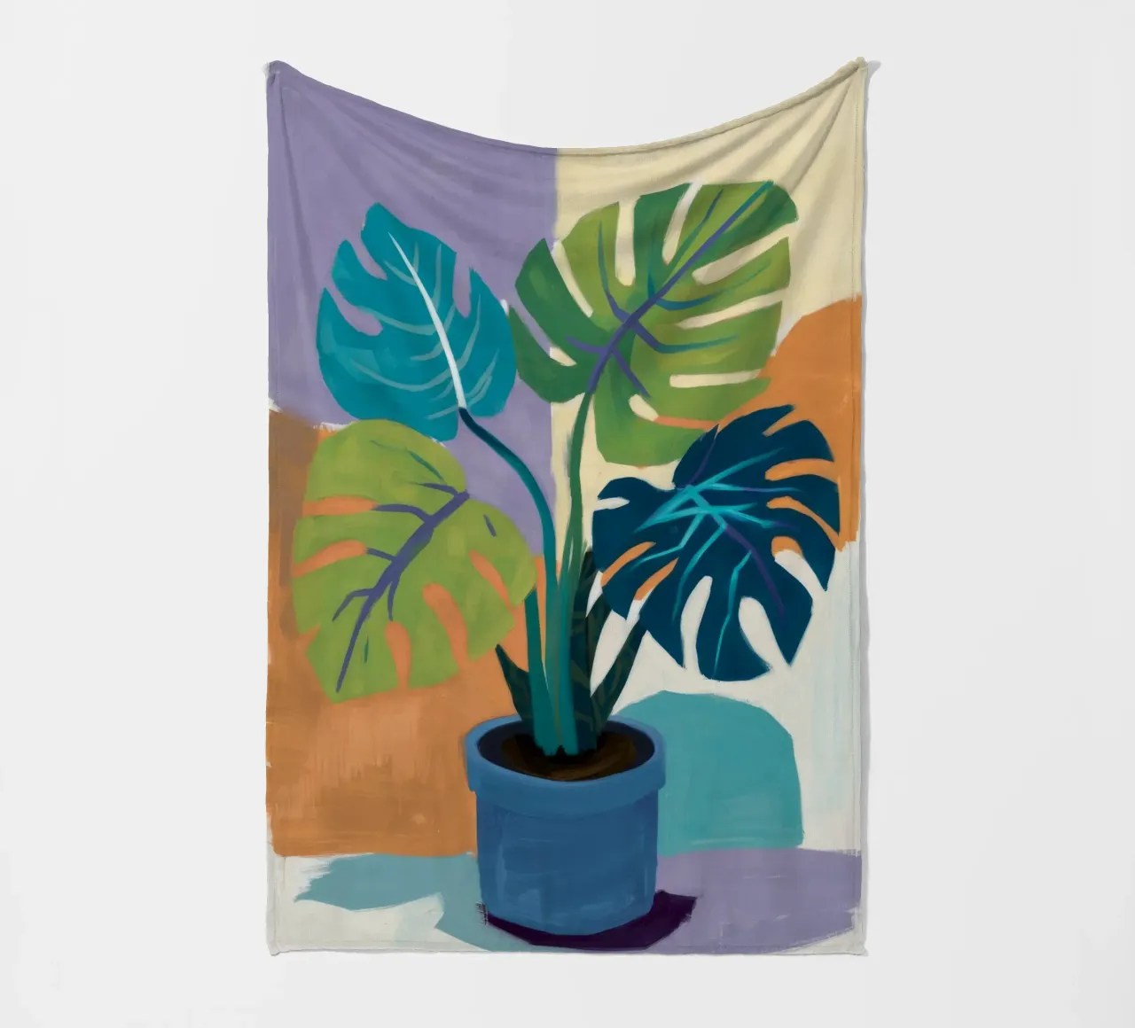 Monstera Color Block coperta in pile da Pan Denim