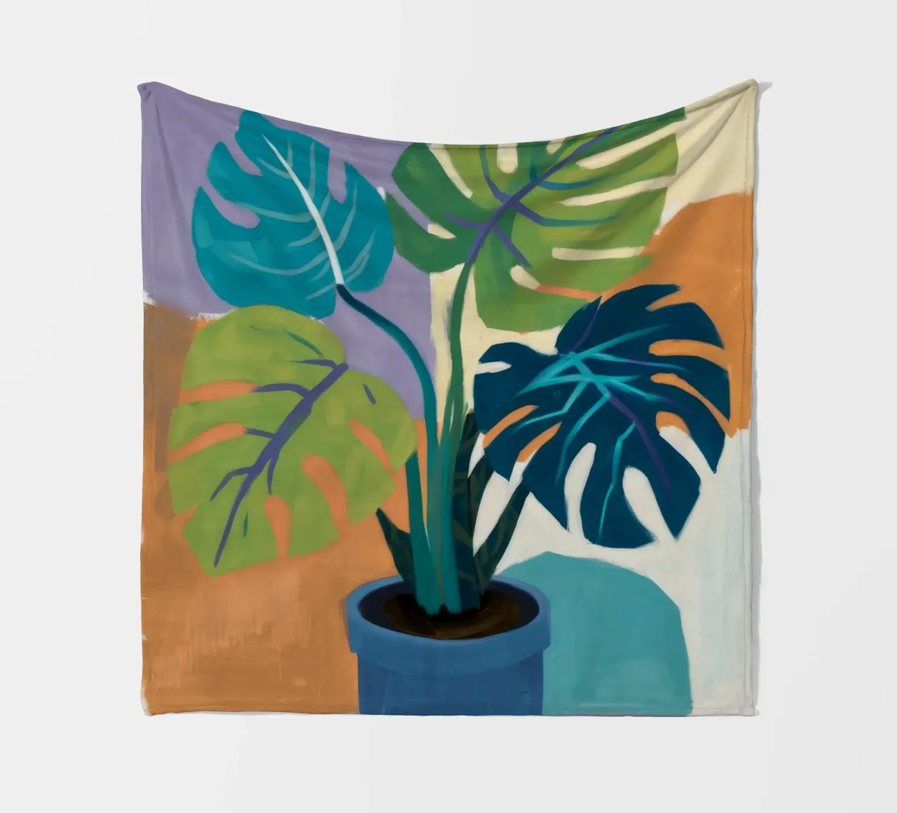 Monstera Color Block coperta in pile da Pan Denim