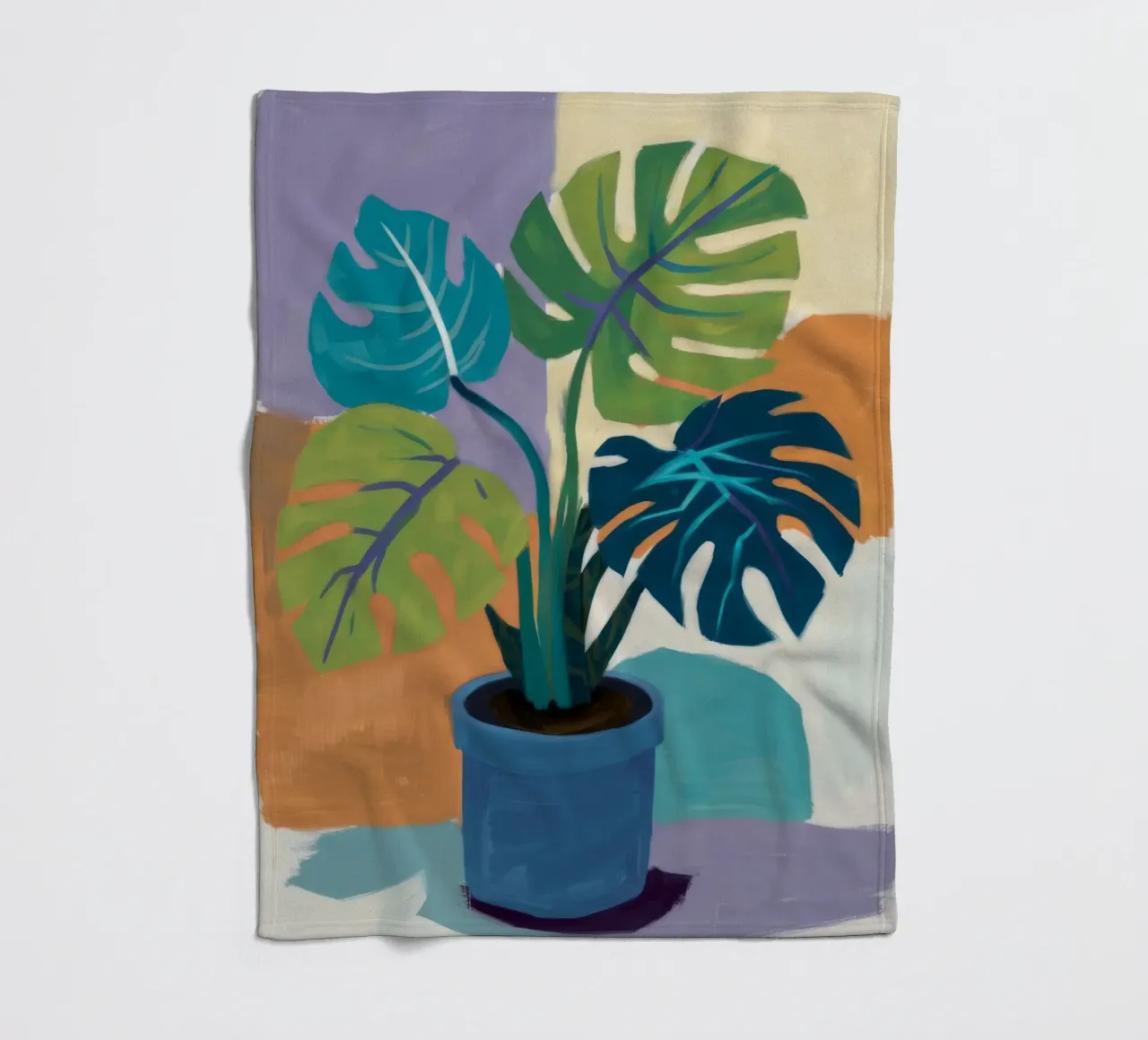 Monstera Color Block coperta in pile da Pan Denim