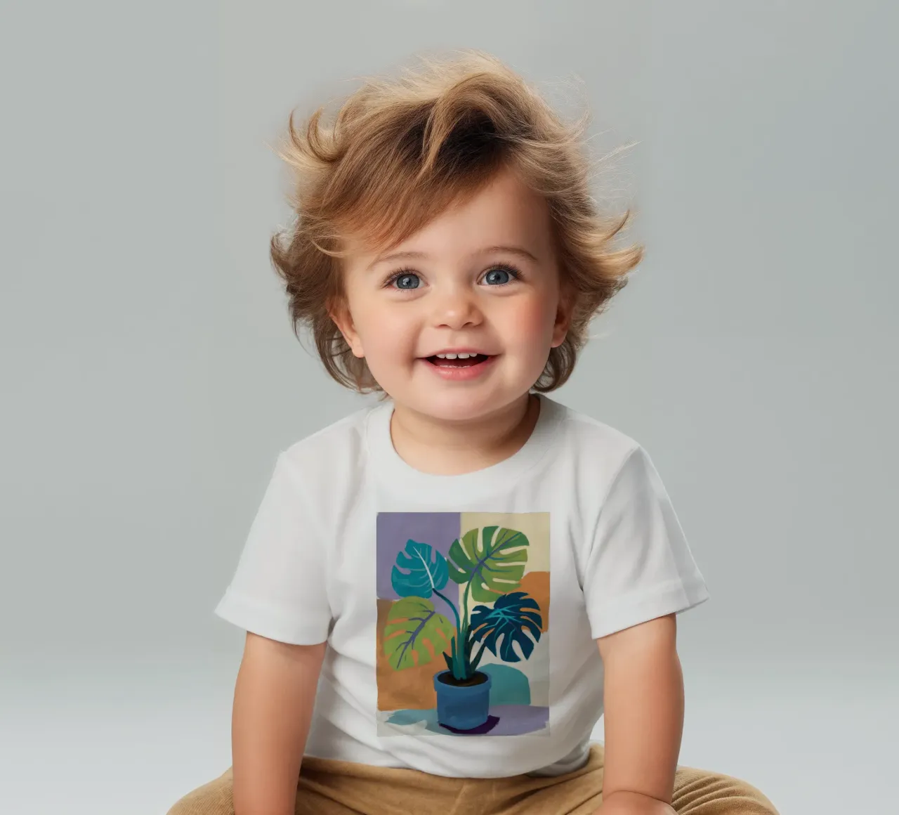 Monstera Color Block maglietta neonato da Pan Denim