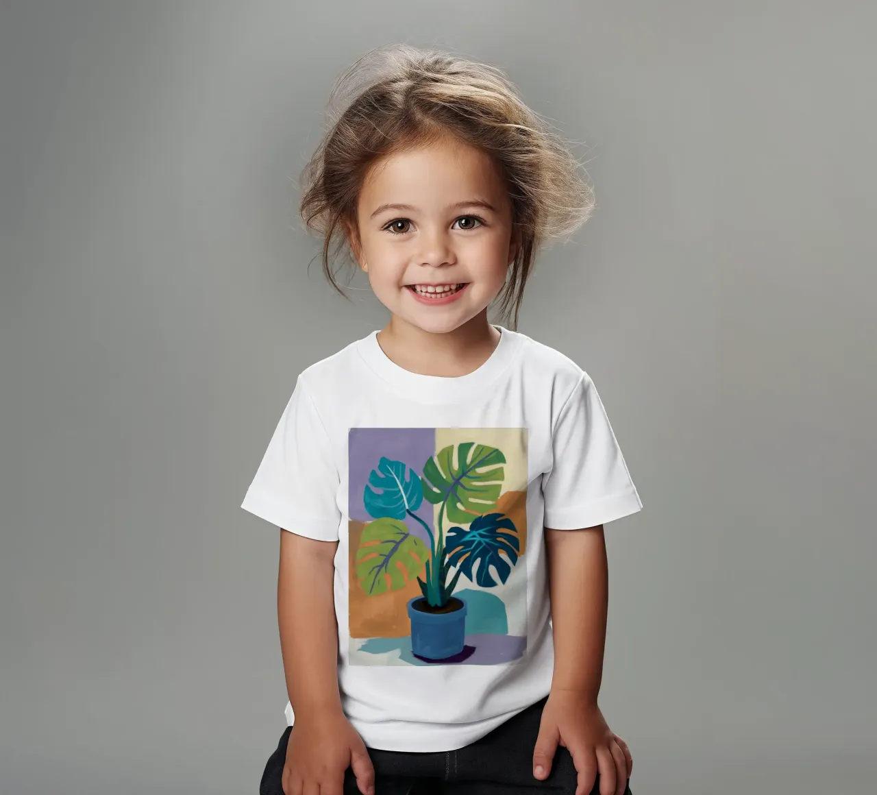 Monstera Color Block t-shirt bambini da Pan Denim
