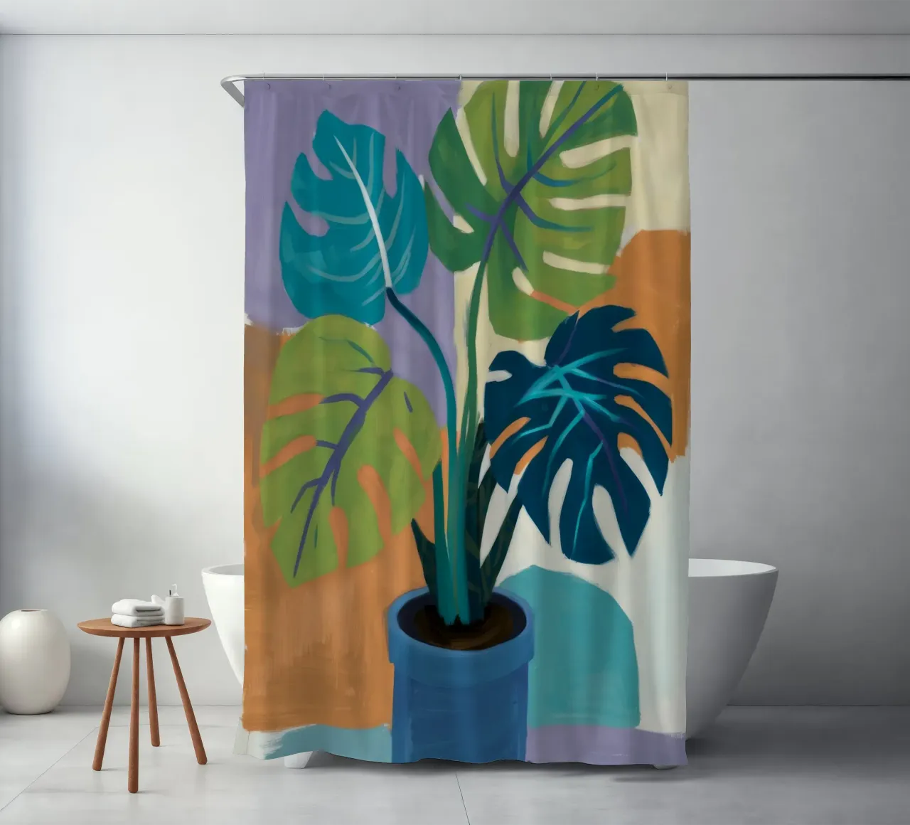 Monstera Color Block tenda da doccia da Pan Denim