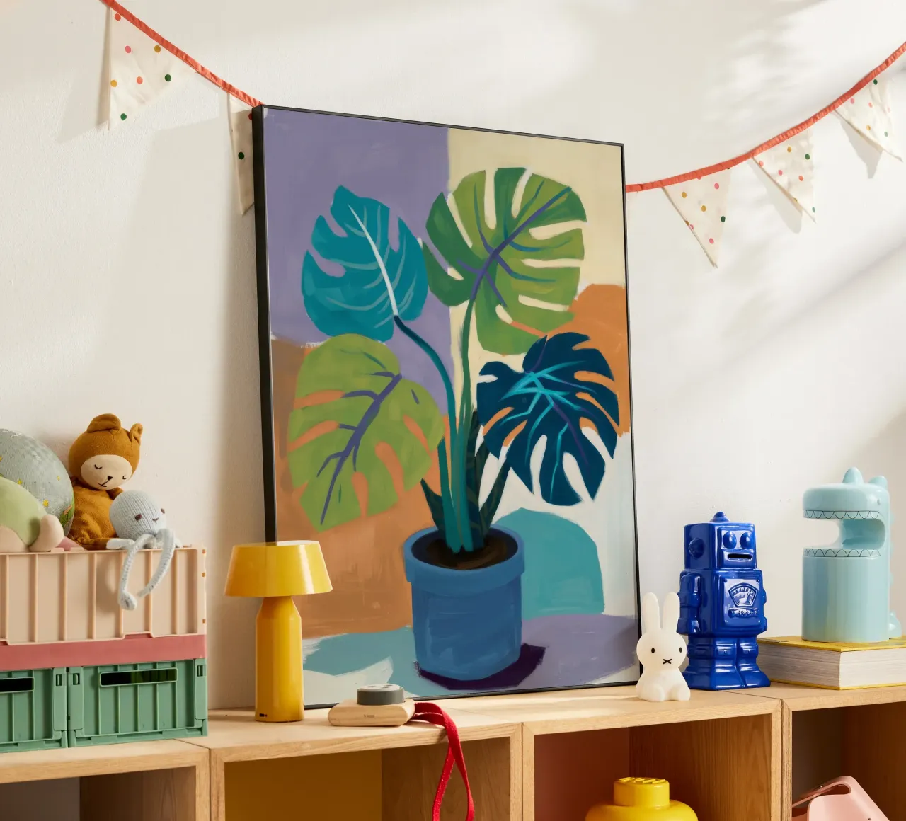 Monstera Color Block alluminio dibond da Pan Denim