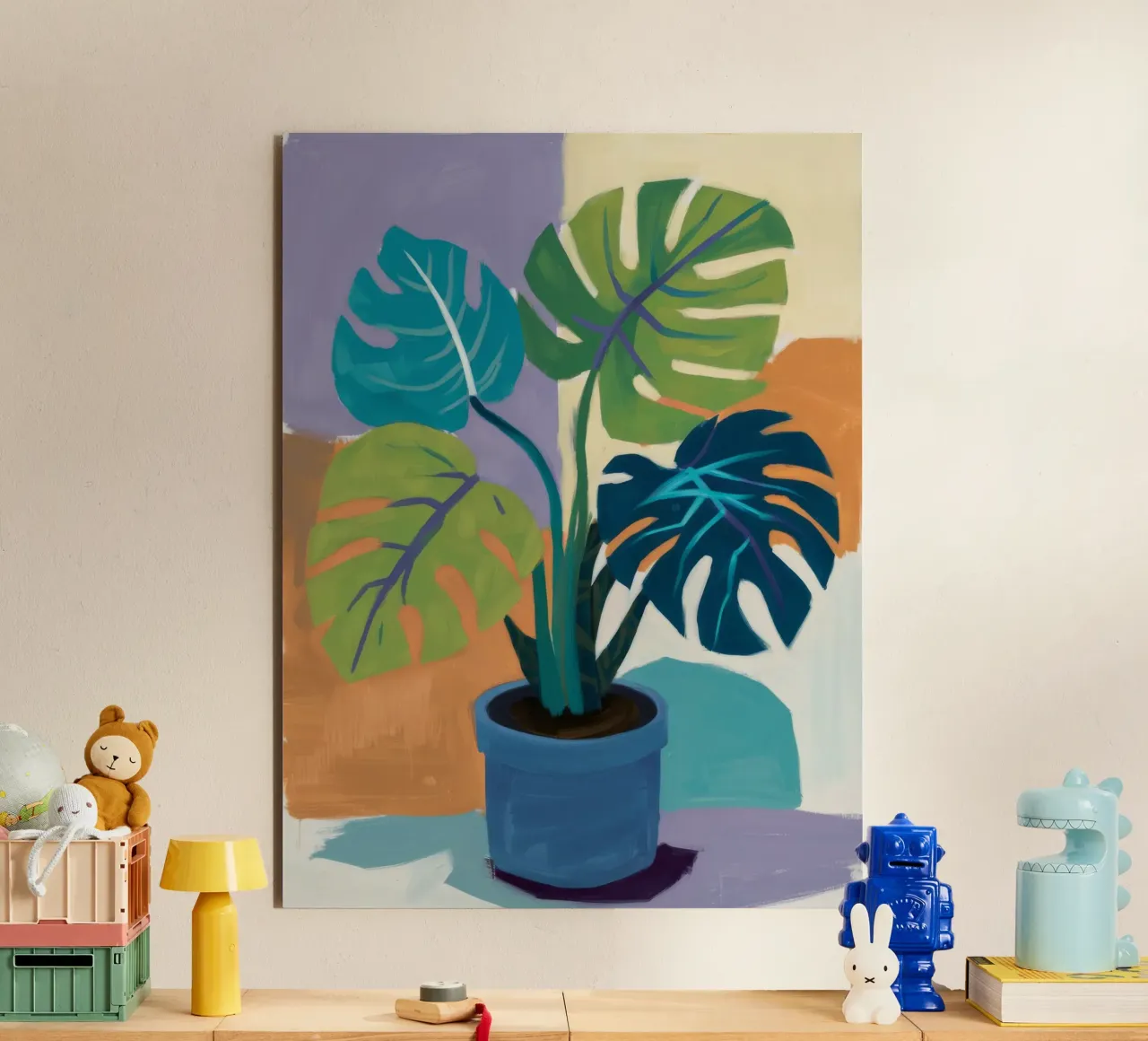Monstera Color Block alluminio dibond da Pan Denim