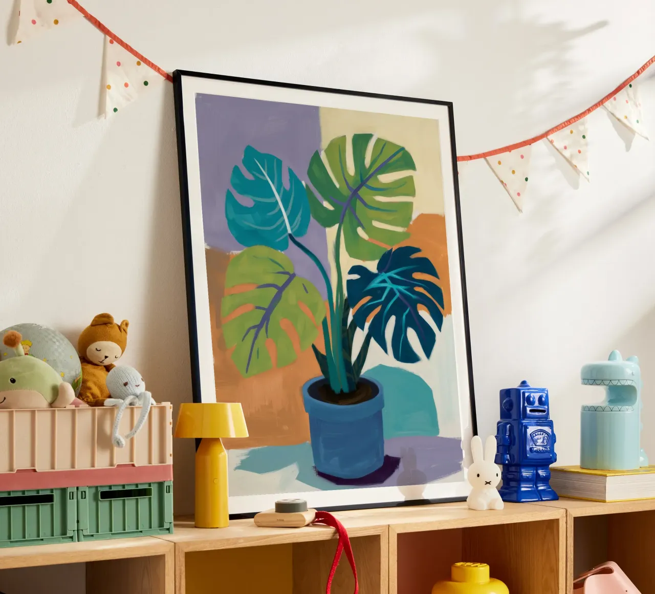 Monstera Color Block carta hahnemühle da Pan Denim